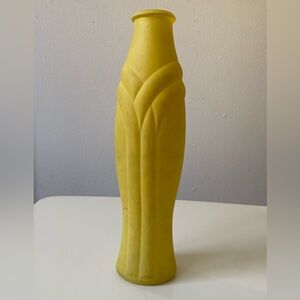 Vintage FTDA Yellow Frosted Glaze Art Deco Vase 9" Tall